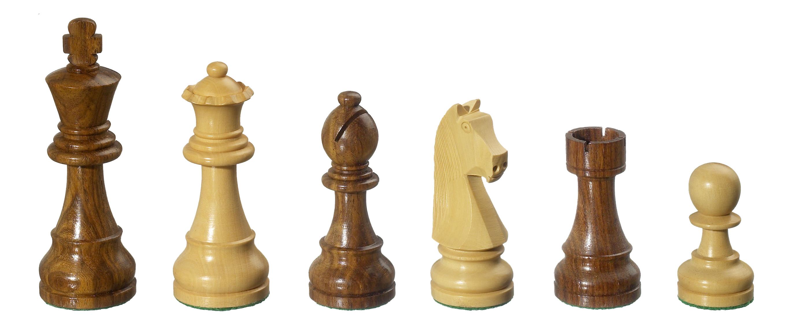 Schachfiguren Arcadius, Königshöhe 95 mm, braun natur, im neutralen Karton