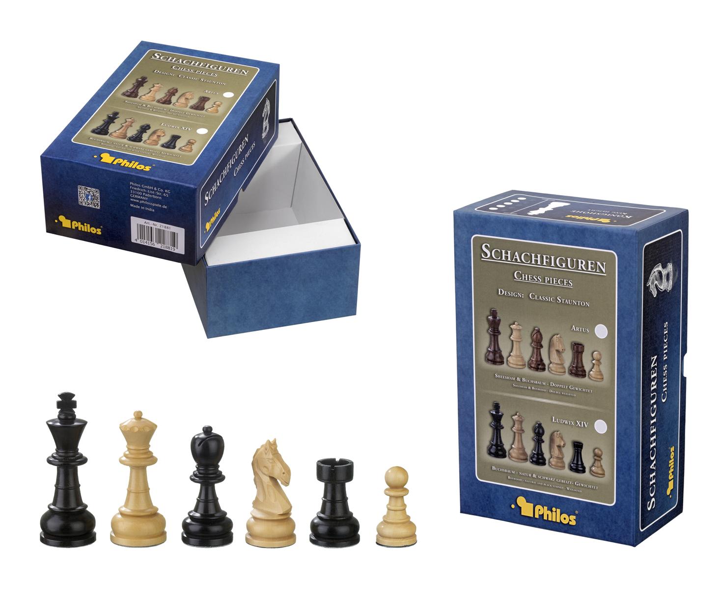 Schachfiguren Chlodewig, Königshöhe 83 mm, in Set-Up Box