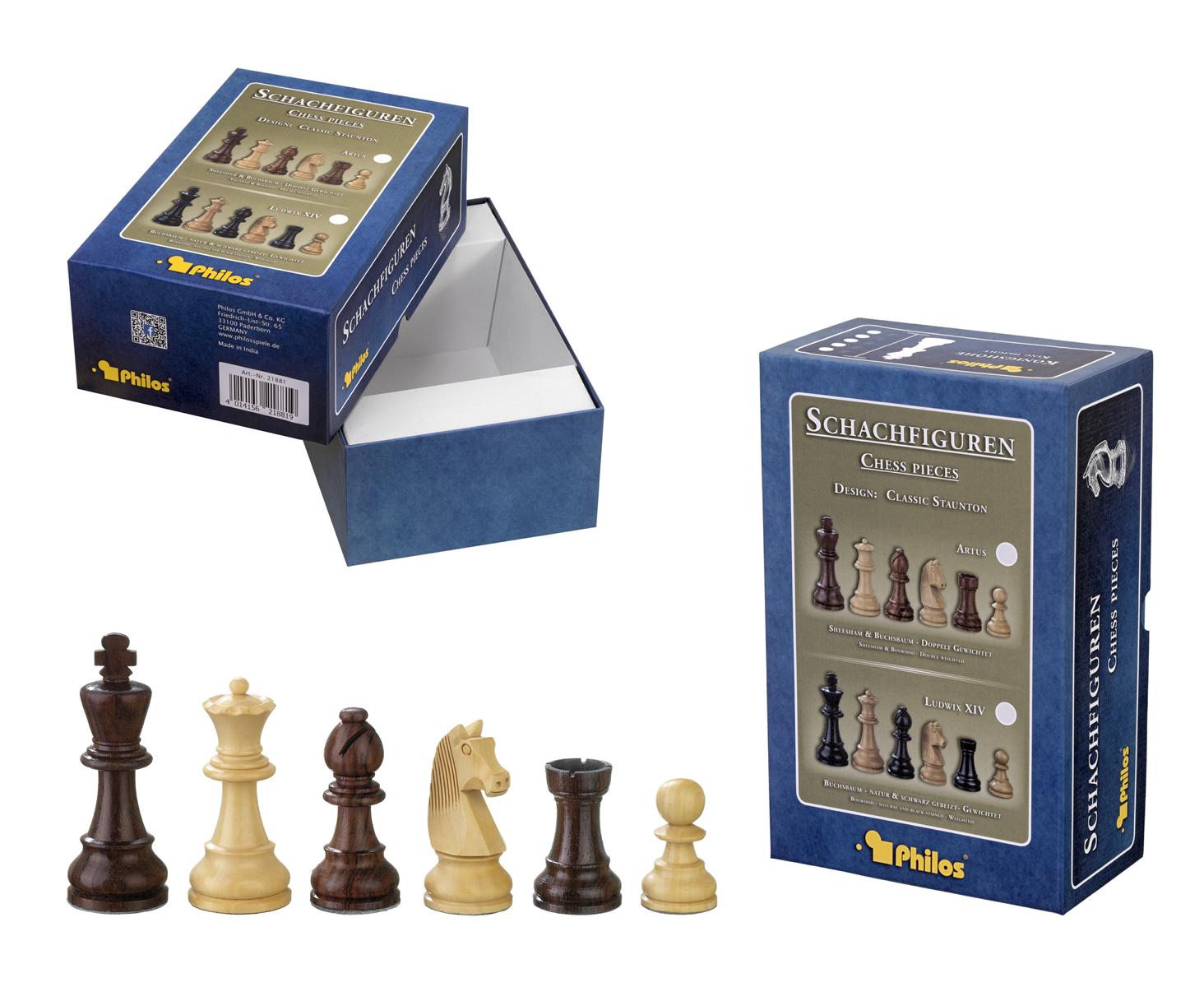 Schachfiguren Barbarossa, Königshöhe 90 mm, in Set-Up Box