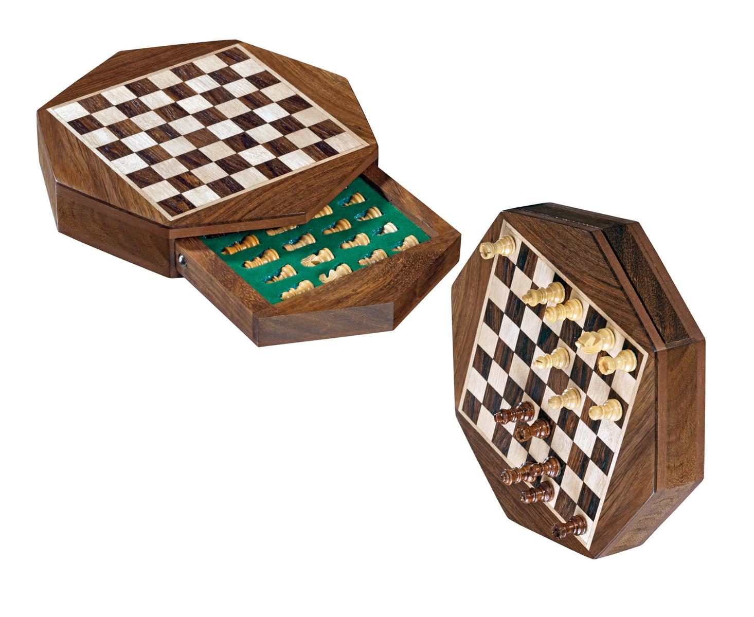 Chess cassette Octagon, travel, mini, field 13mm, magnetic