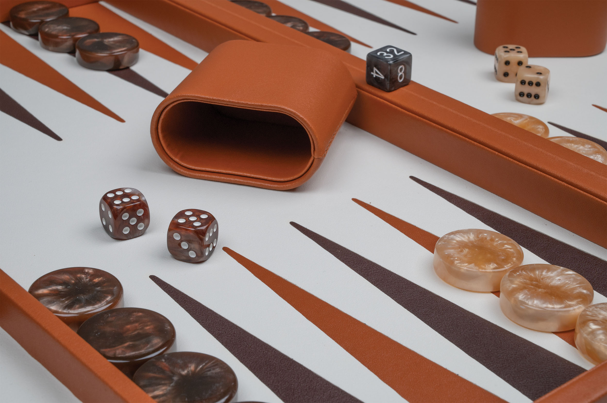 Backgammon brown, large, artificial leather