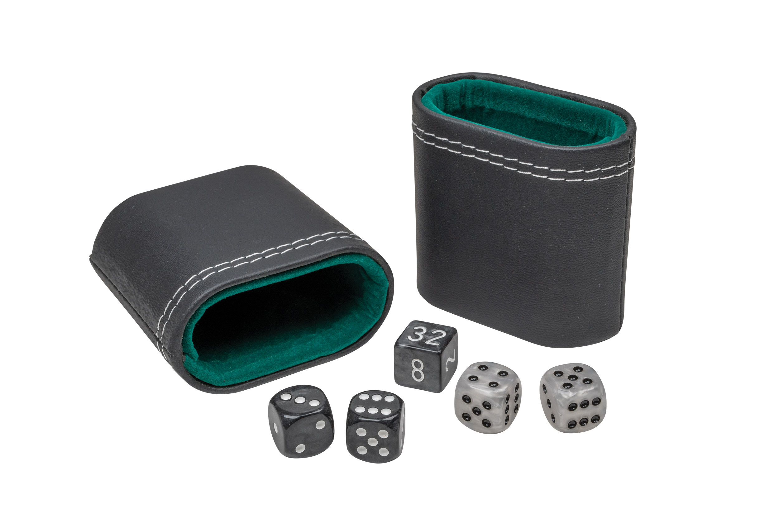 Backgammon, black, green, large, imitation leather