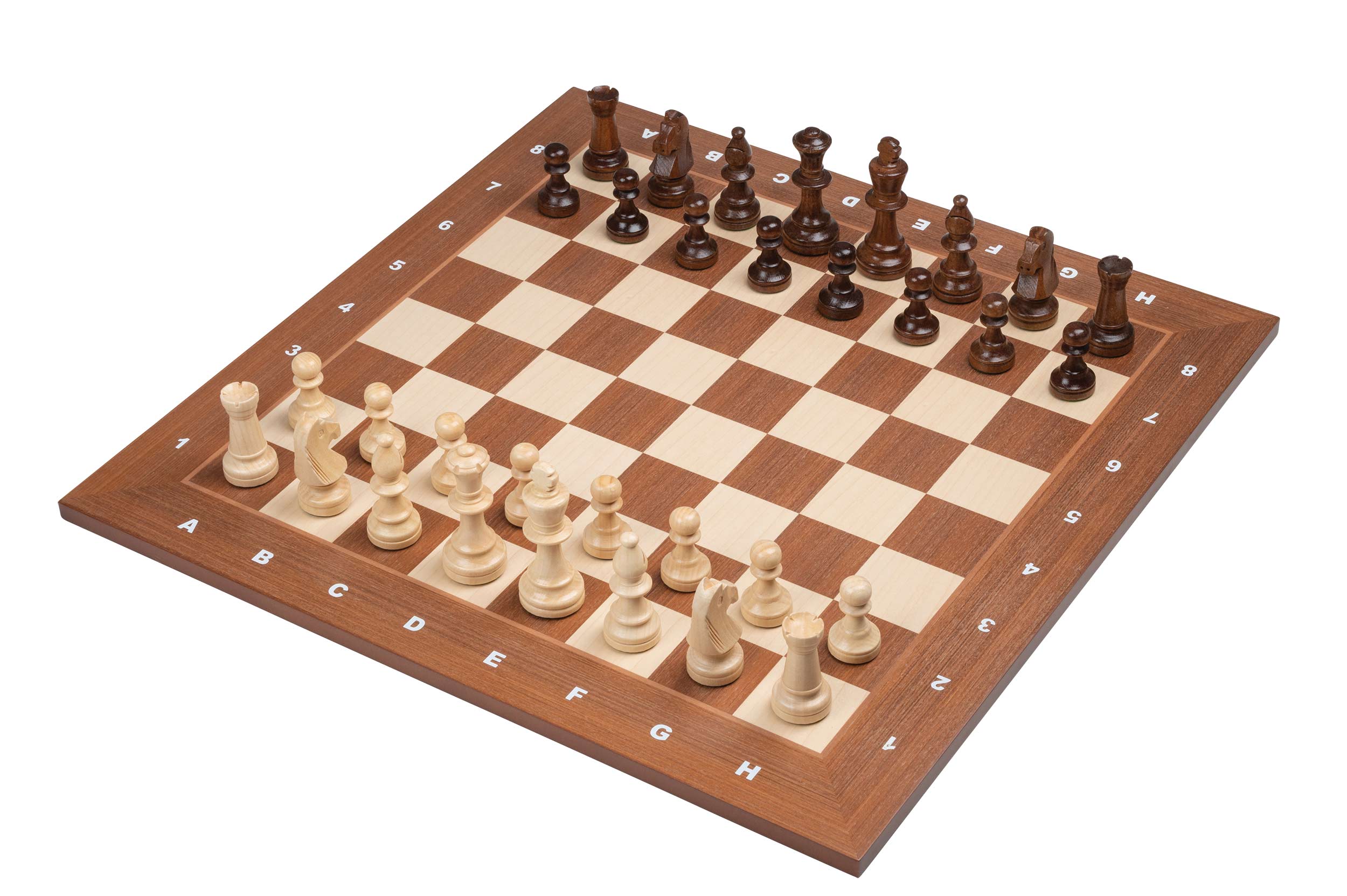 Chess-Set, Tournament, field 50mm, with wooden case for chess pieces