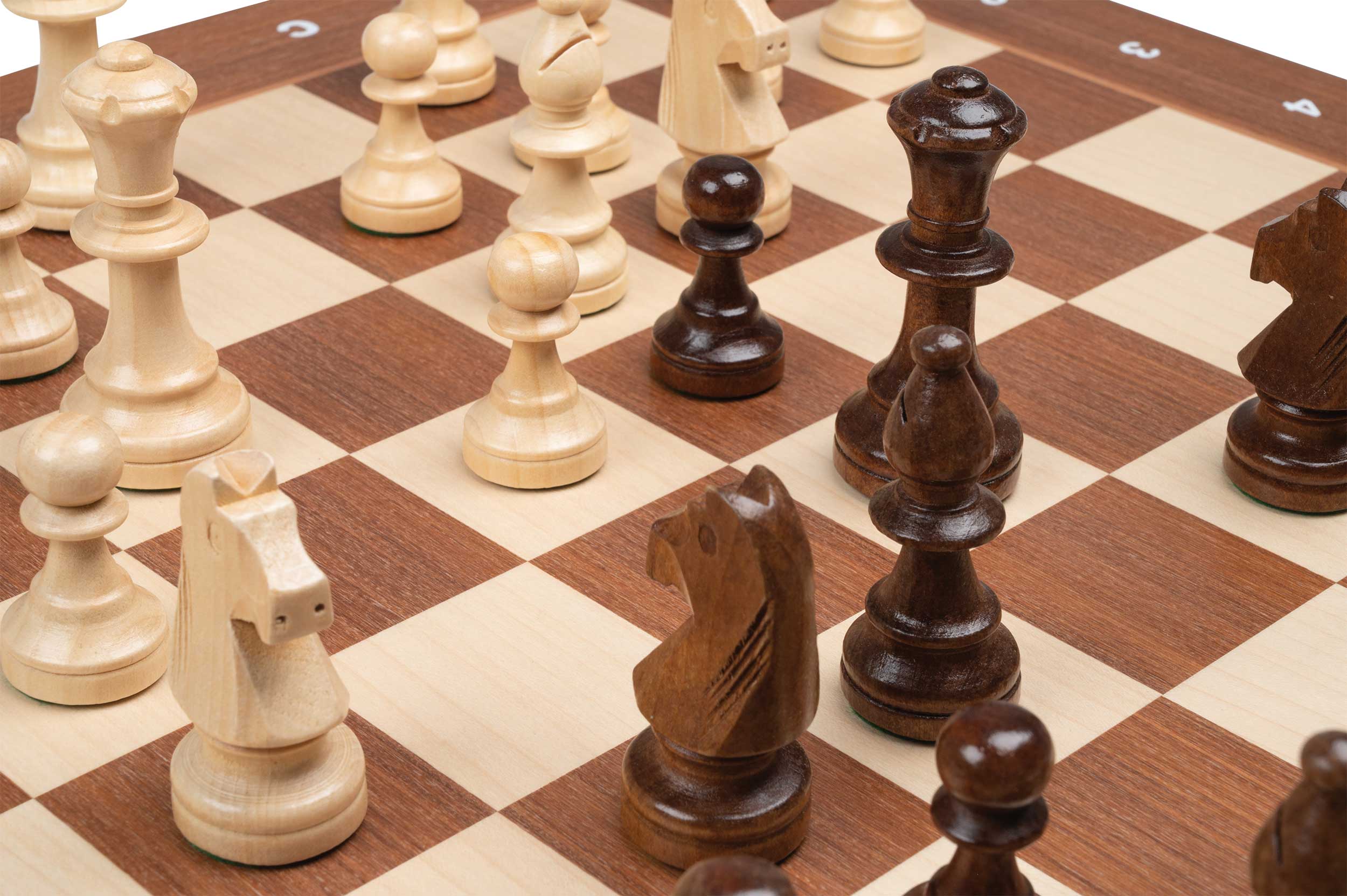 Chess-Set, Tournament, field 50mm, with wooden case for chess pieces