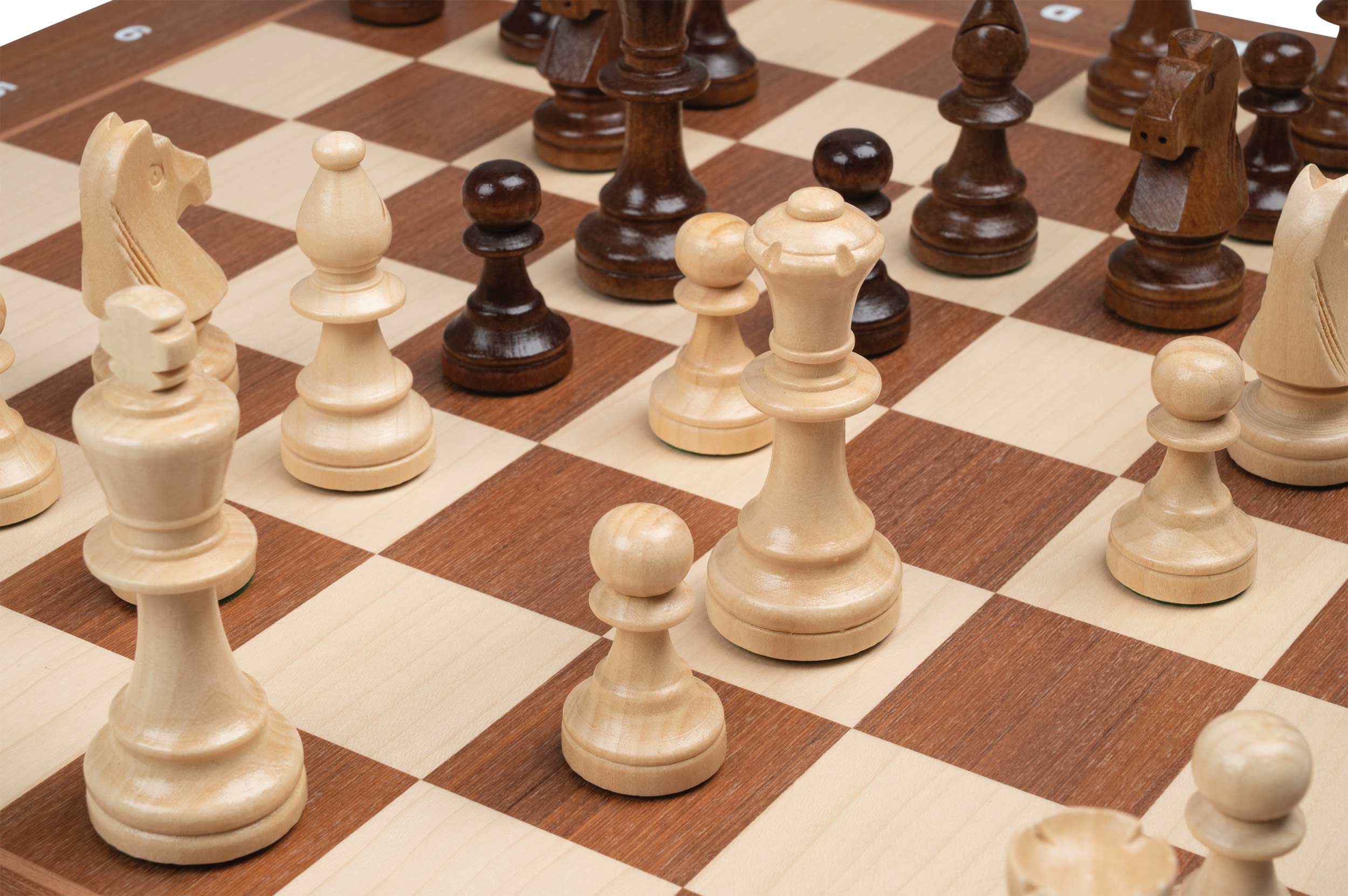 Chess-Set, Tournament, field 50mm, with wooden case for chess pieces