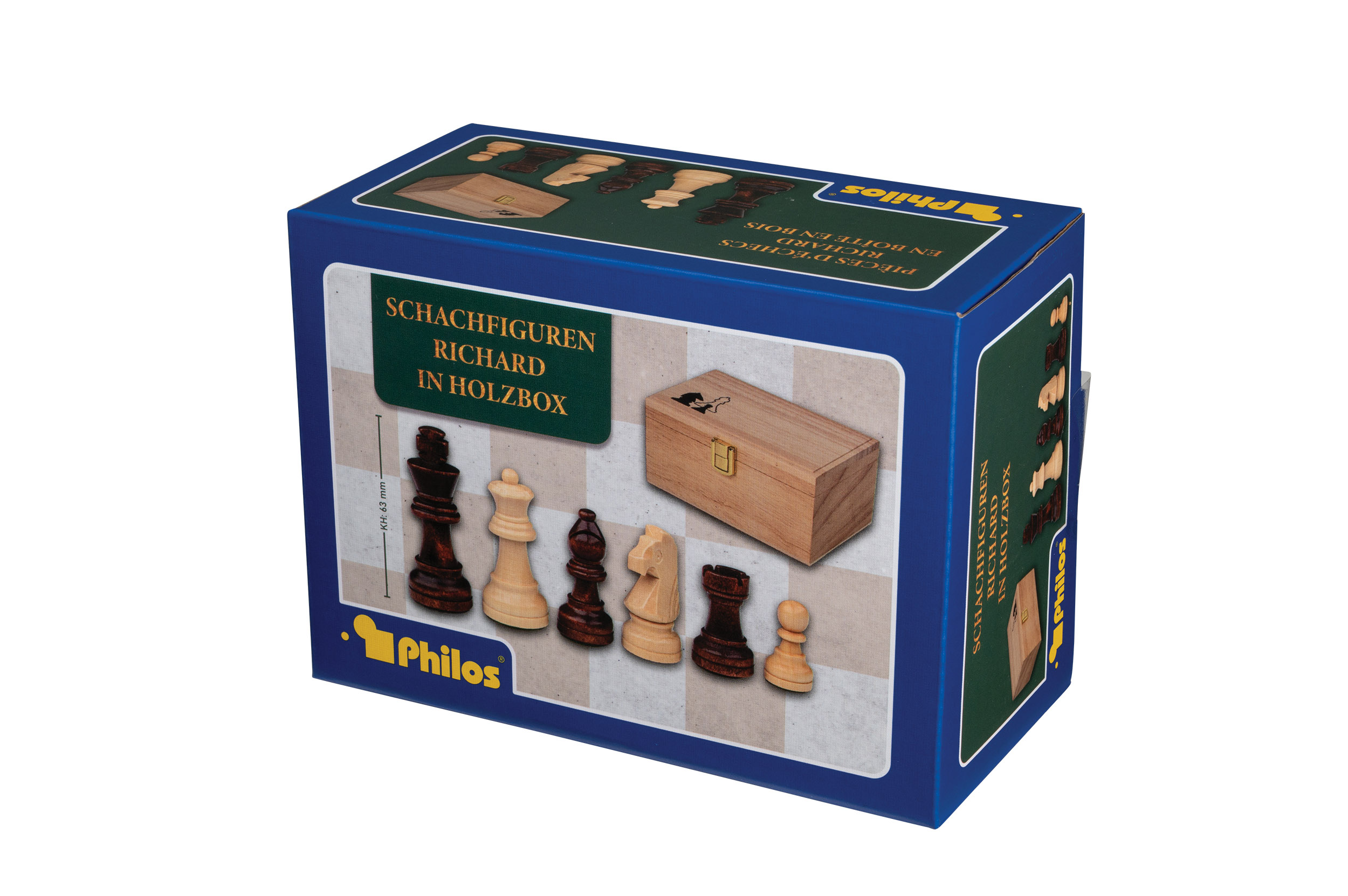 Chess pieces Richard, king height  63 mm, in wooden box 