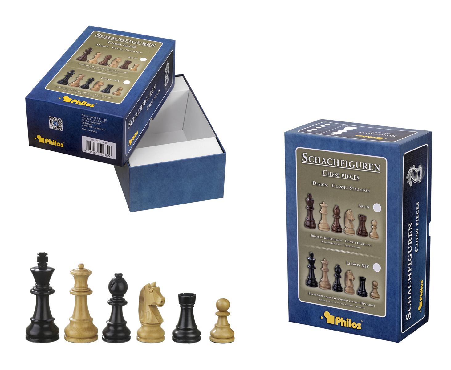 Chess pieces Ludwig XIV, king height 78 mm, in set-up box