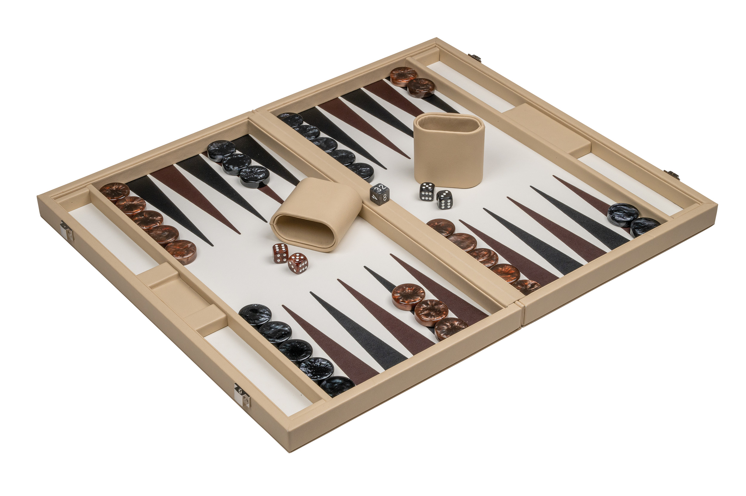 Backgammon cream, large, artificial leather