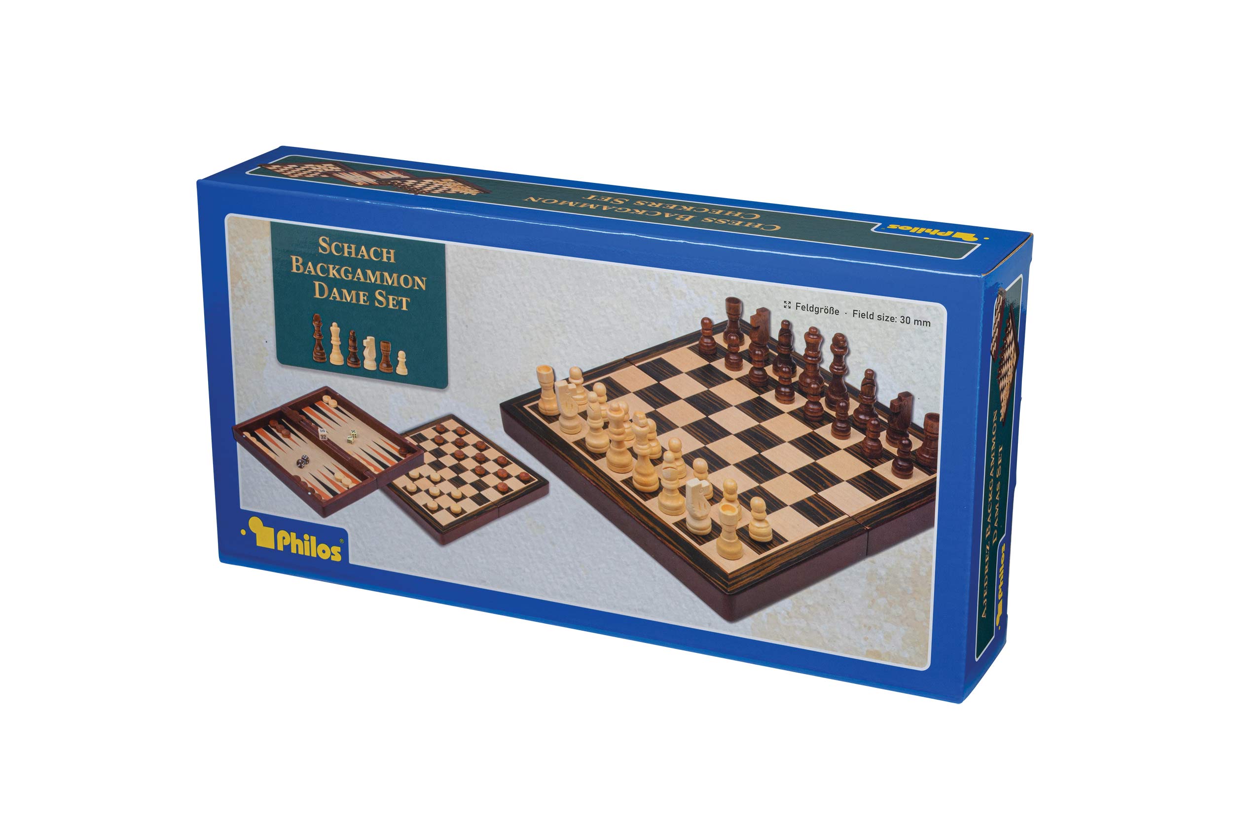Chess Backgammon Checkers Set, field 30 mm, magnetic lock