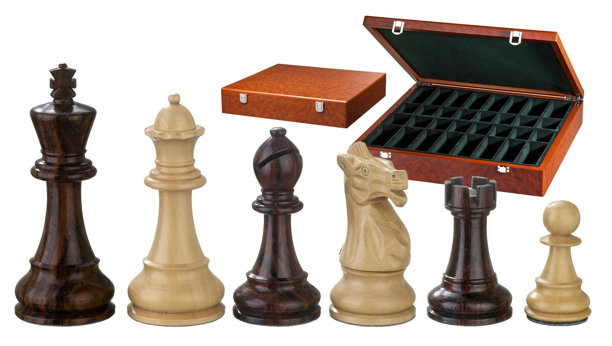 Chess pieces Justitian, king height 105 mm, in wooden box