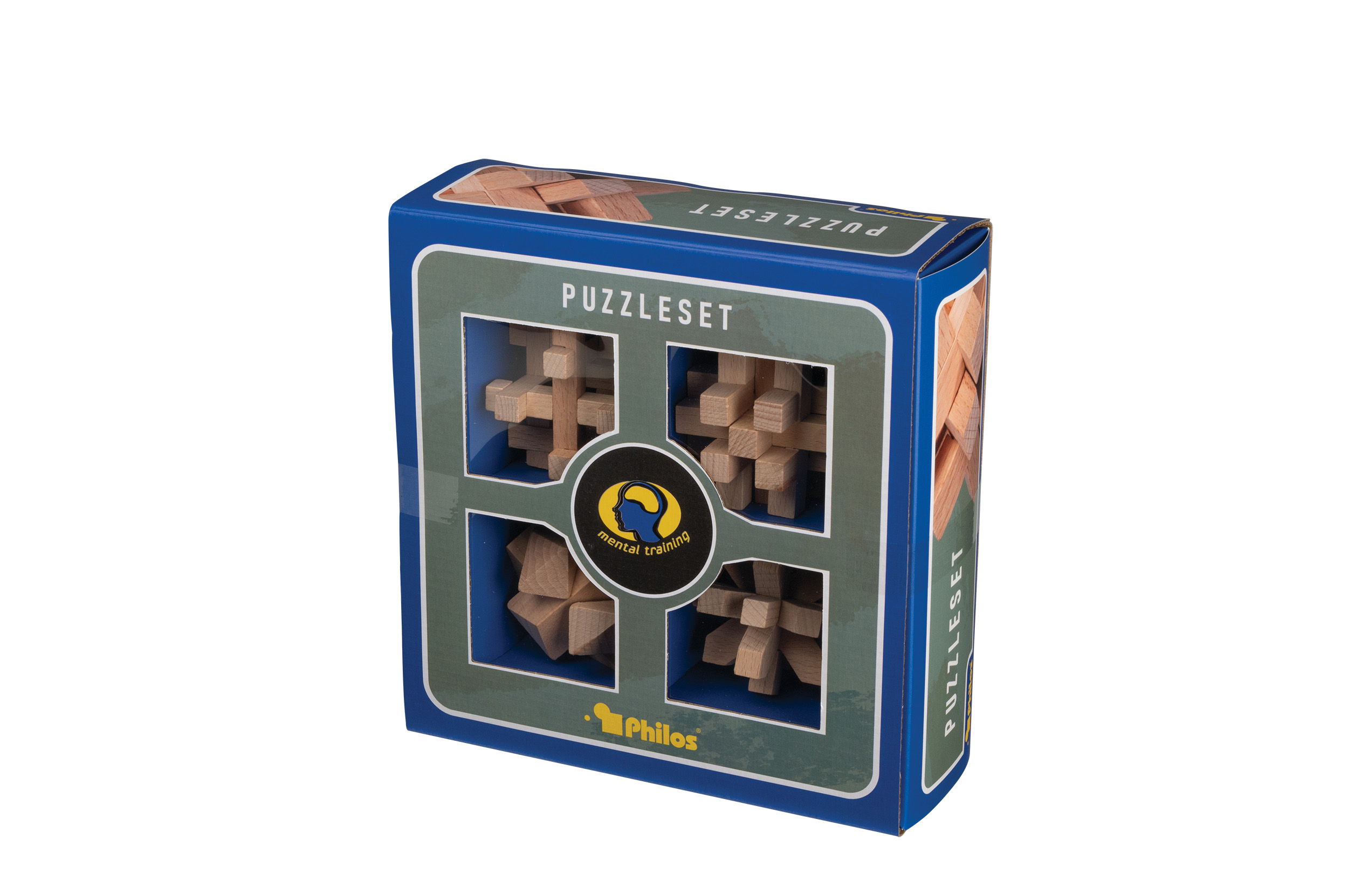 Puzzleset, number one, beech, 4 brainteasers