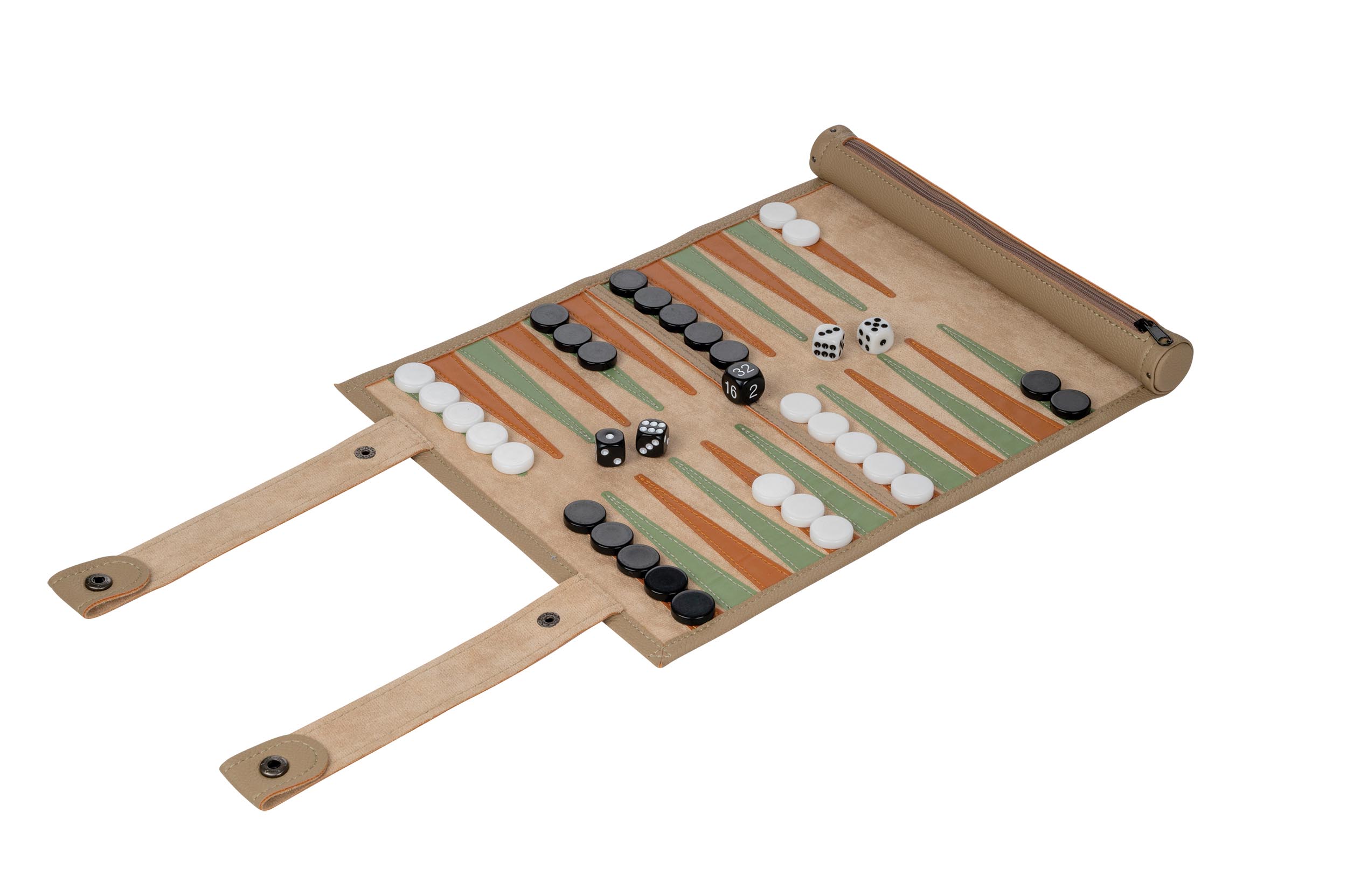 Backgammon, travel, rollable, imitation leather