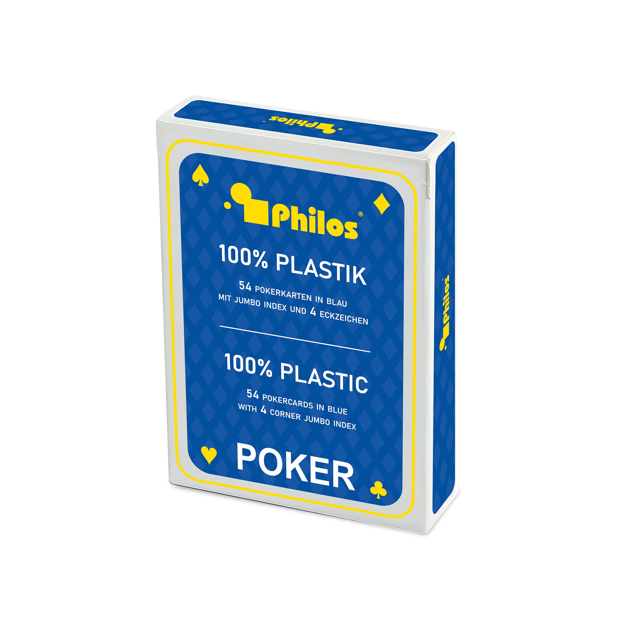 Poker cards, blue, plastic, pack of 10