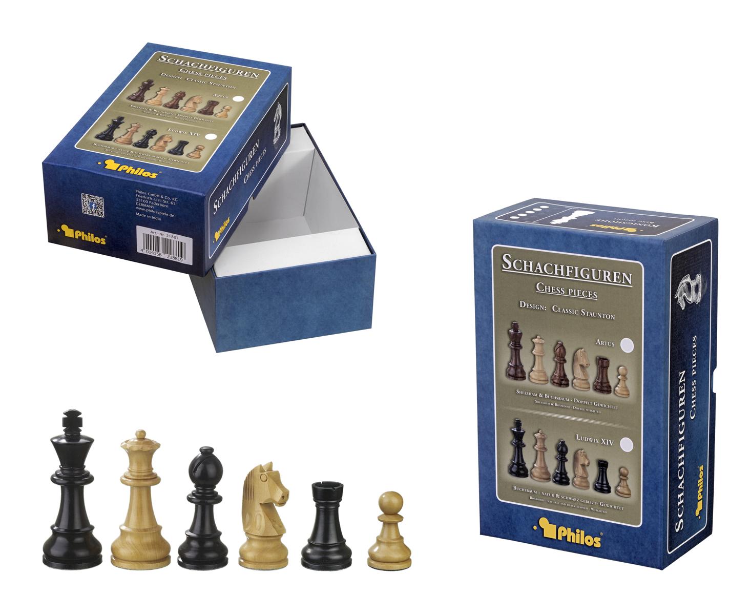 Chess pieces Ludwig XIV, king height 83 mm, in set-up box