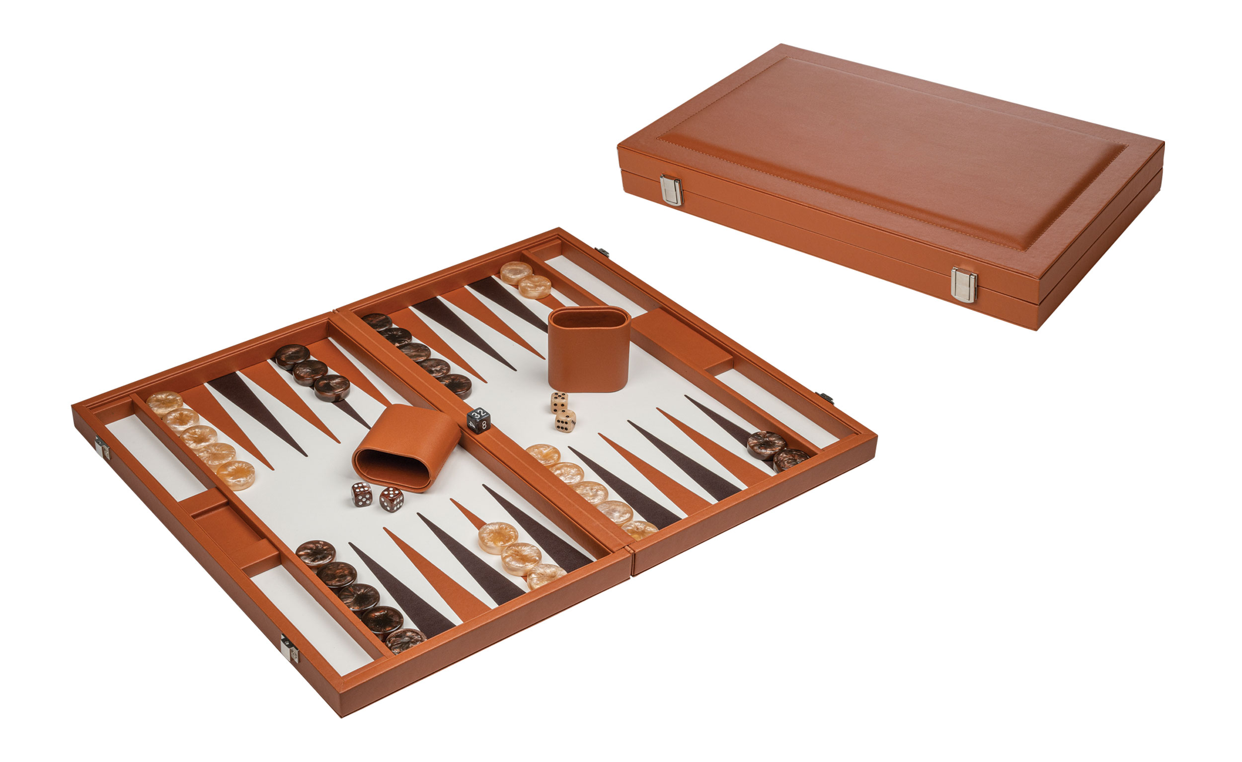 Backgammon brown, large, artificial leather