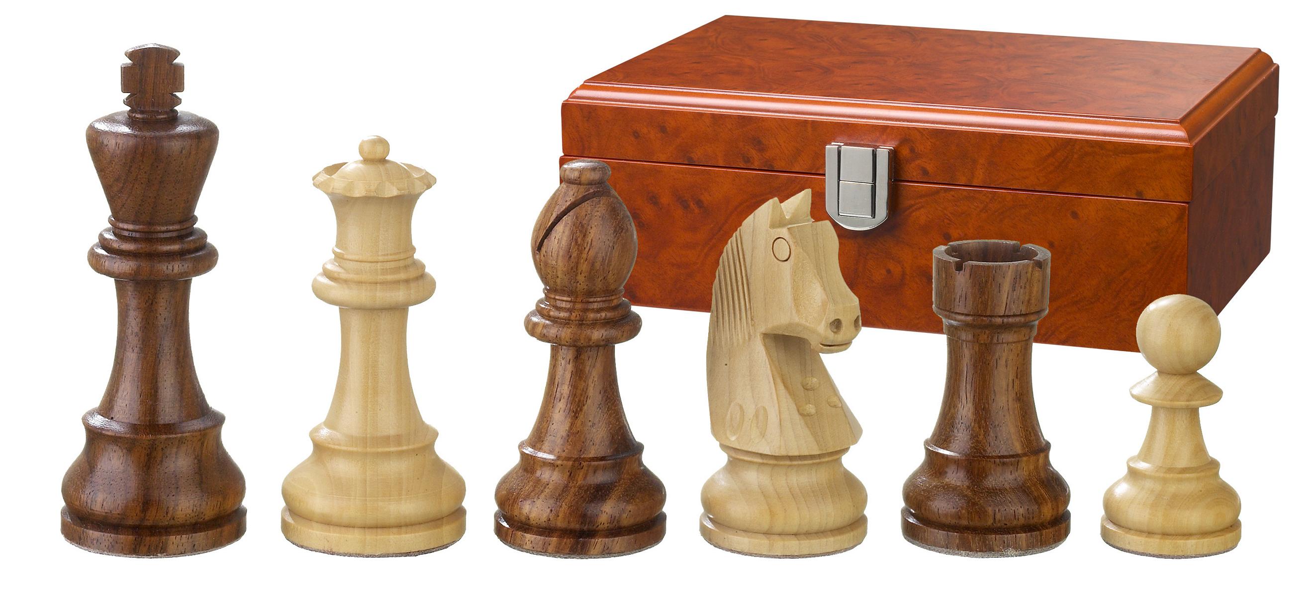 Chess pieces Artus, king height 90 mm, in wooden box