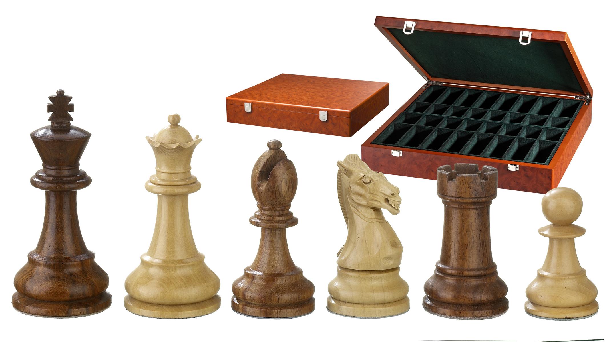 Chess pieces Karl der Große, king height 95 mm, in wooden box