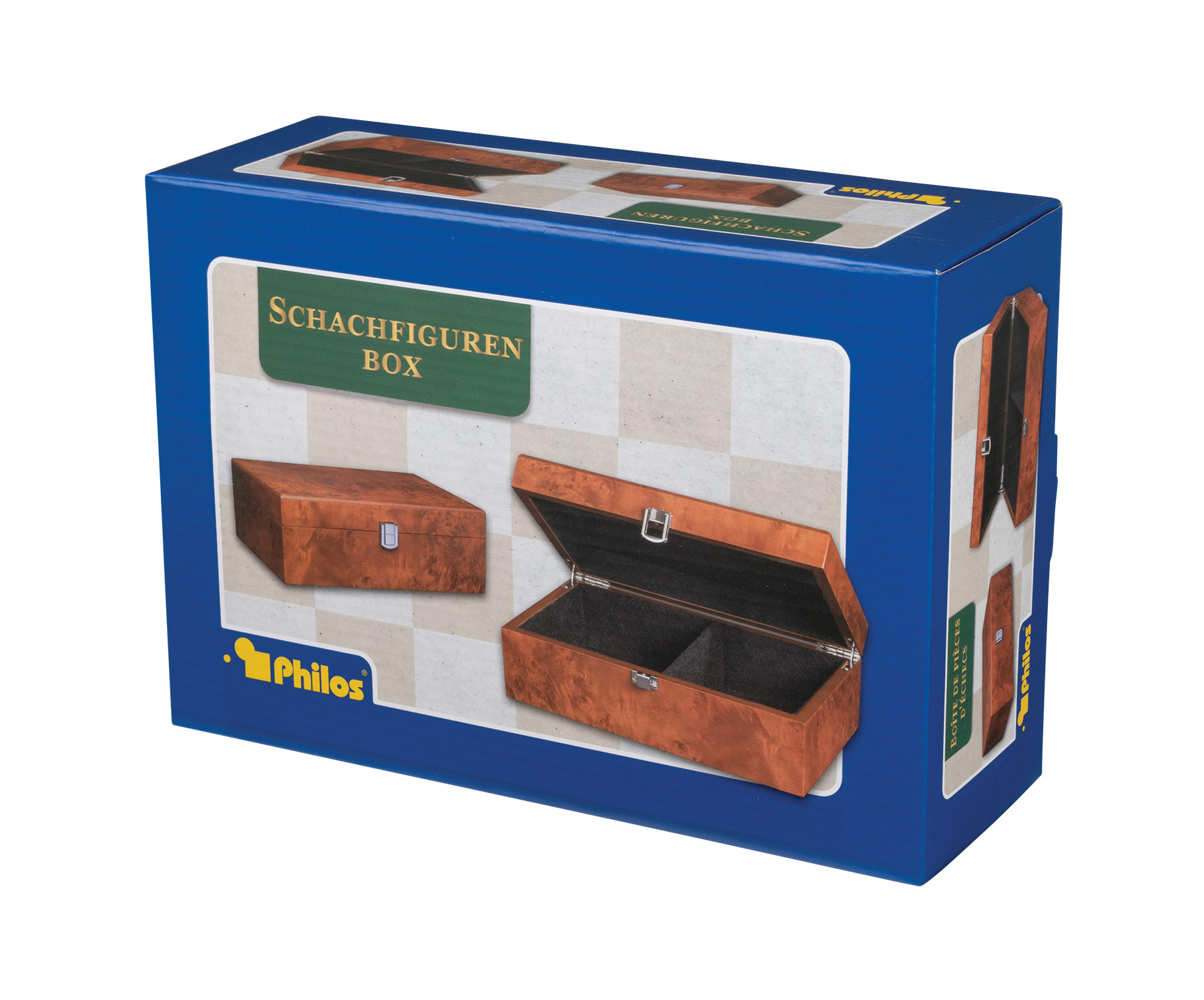 Box for chess pieces, root wood optics, 240 x 155  x 85 mm