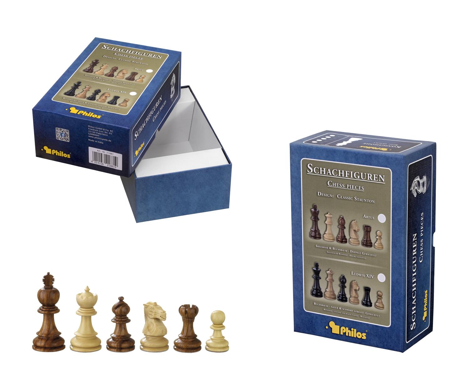 Chess pieces Valerian, king height 90 mm, in set-up box