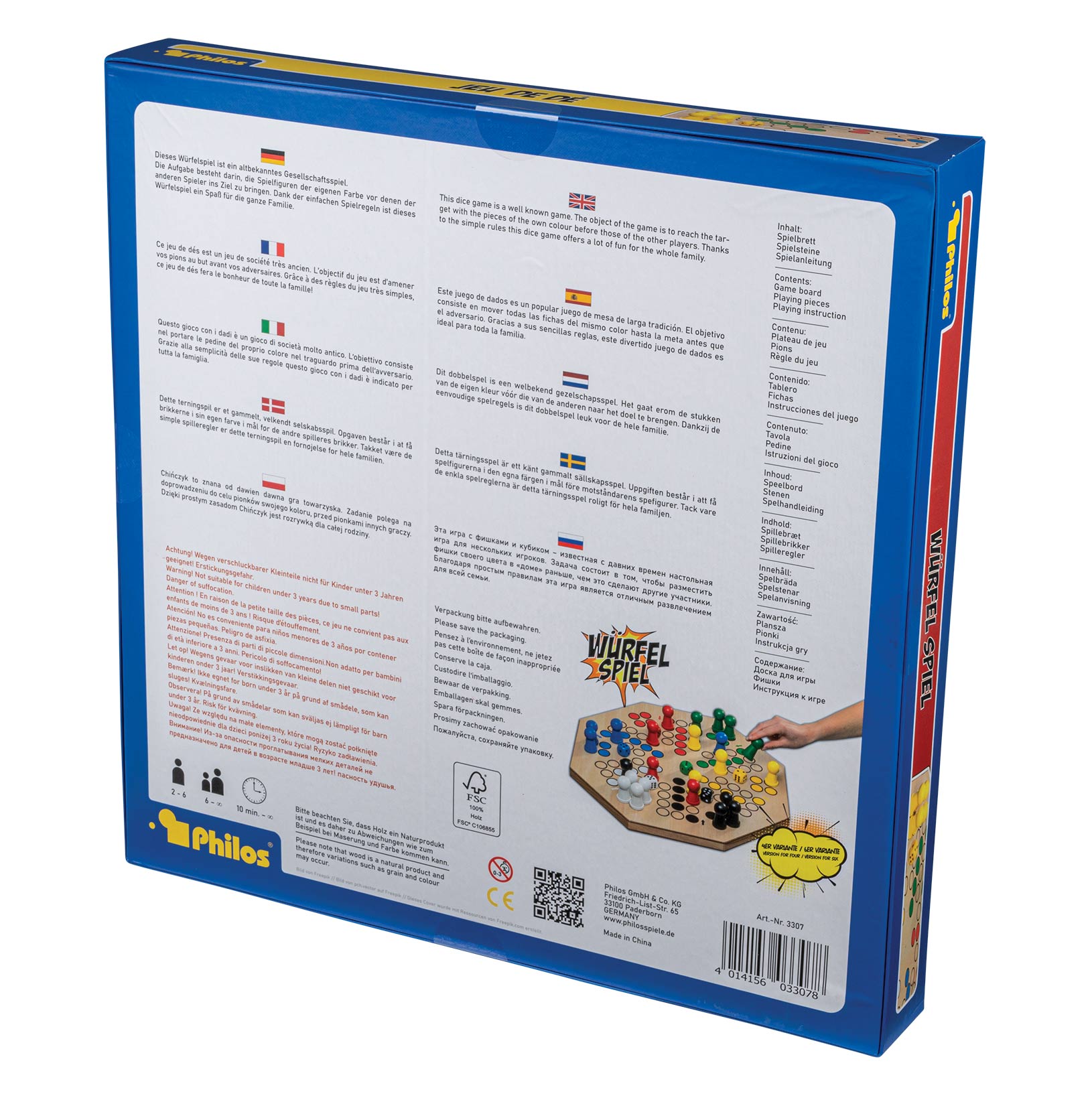 Dice Game, maxi, 495 mm, variant for 4 and 6 players, FSC 100%