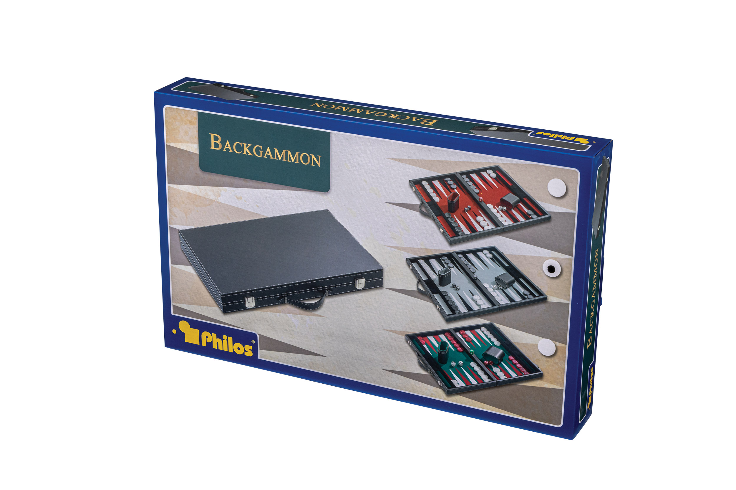 Backgammon, grey, large, imitation leather