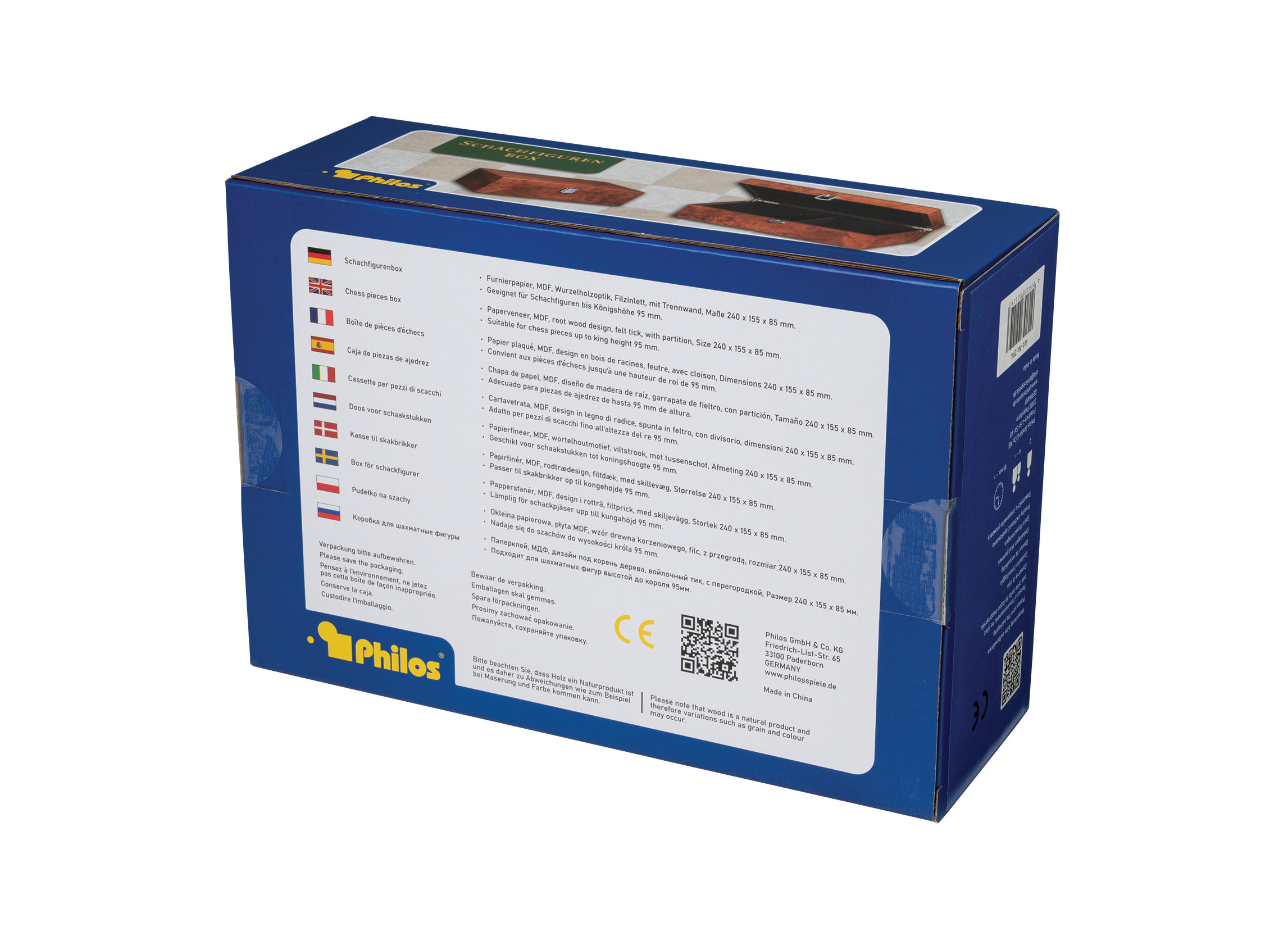 Chess pieces Barbarossa, king height 78 mm, in wooden box