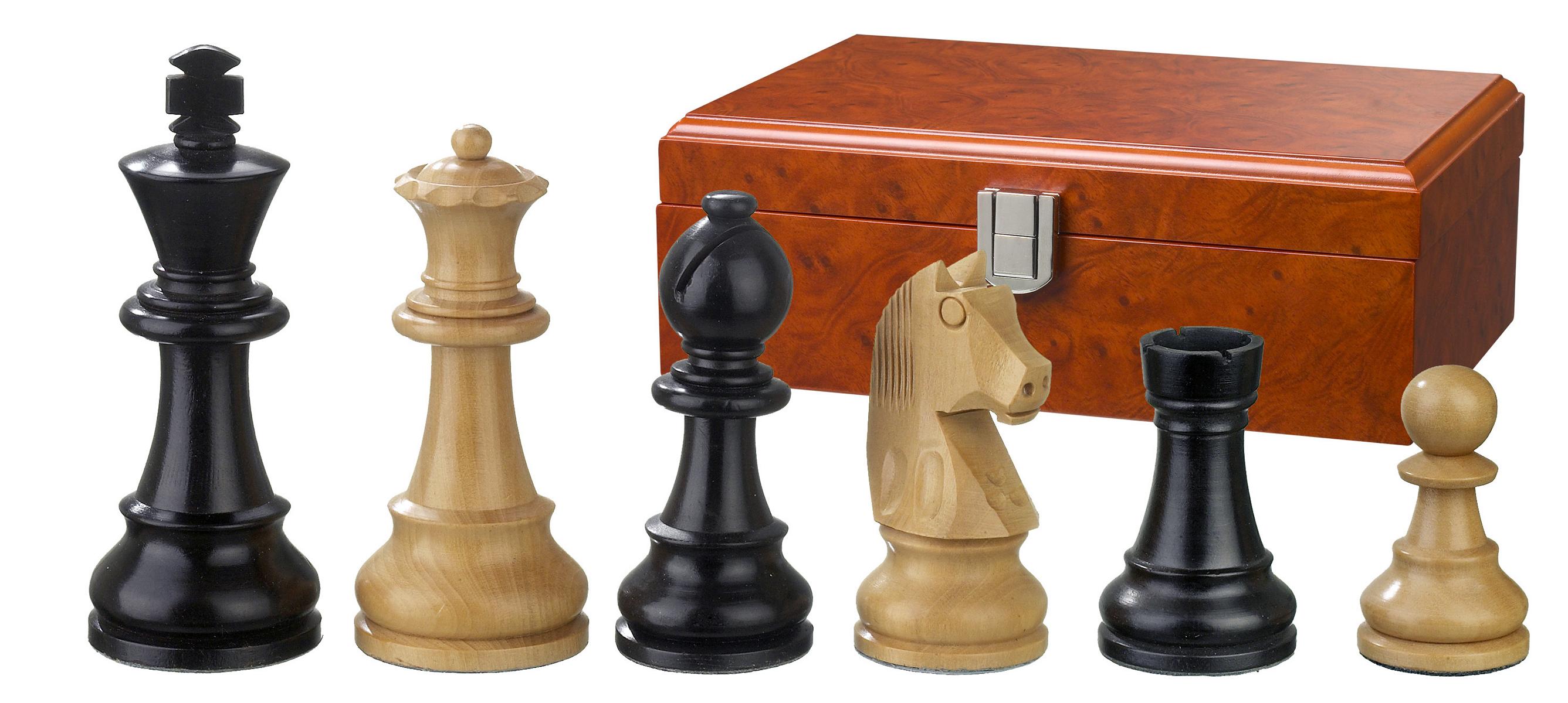 Chess pieces Ludwig XIV, king height 83 mm, in wooden box