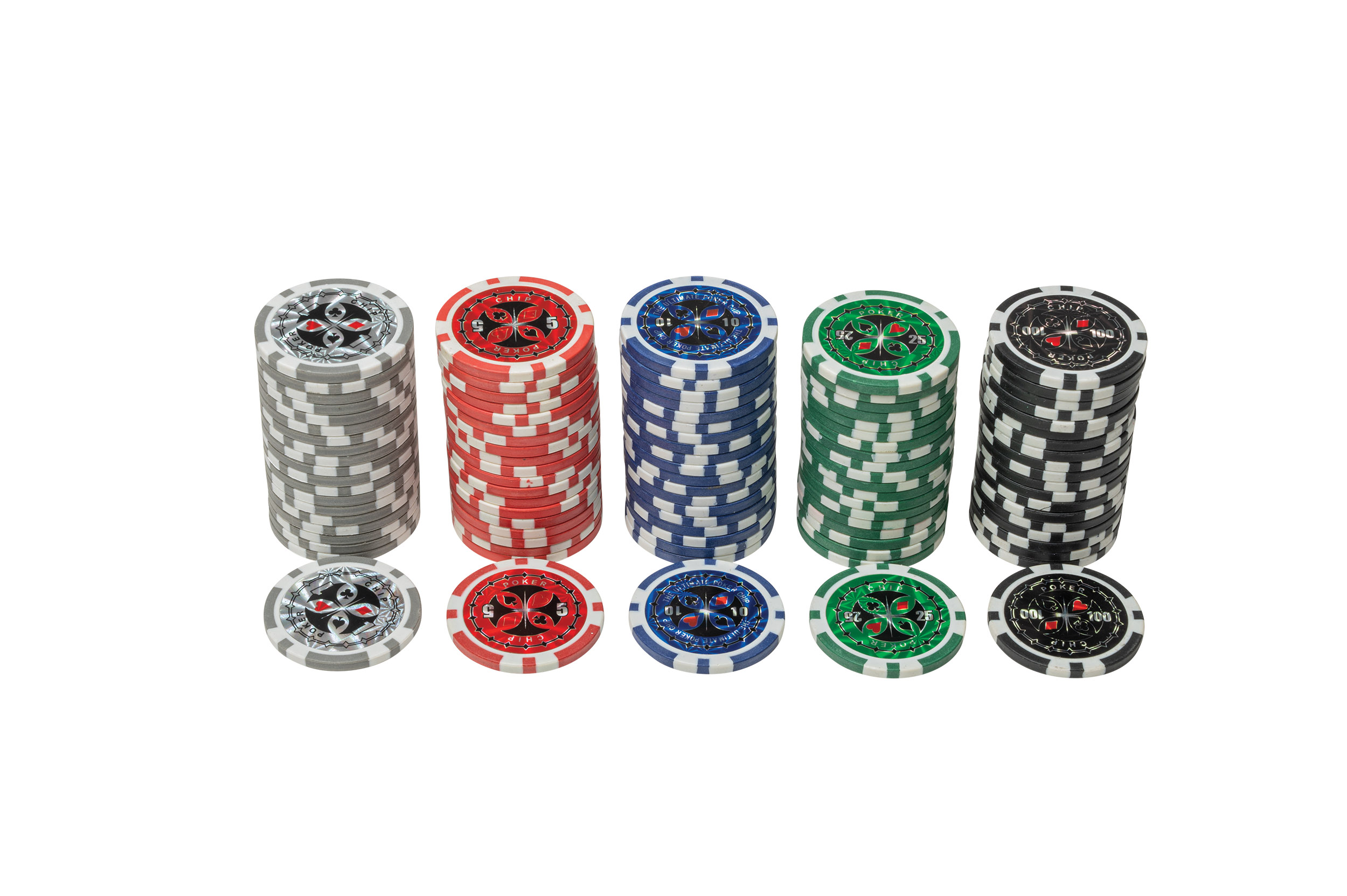 100 poker chips with plastic holder