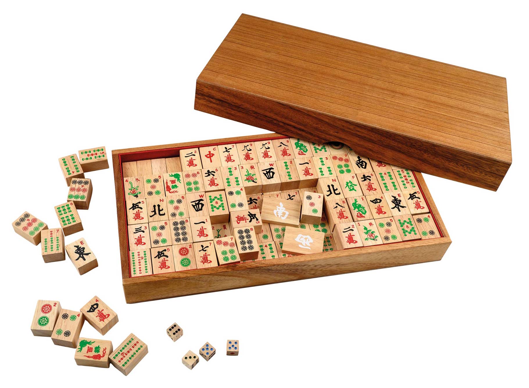 Mah Jongg, aus Holz, mit arabischen Zahlen