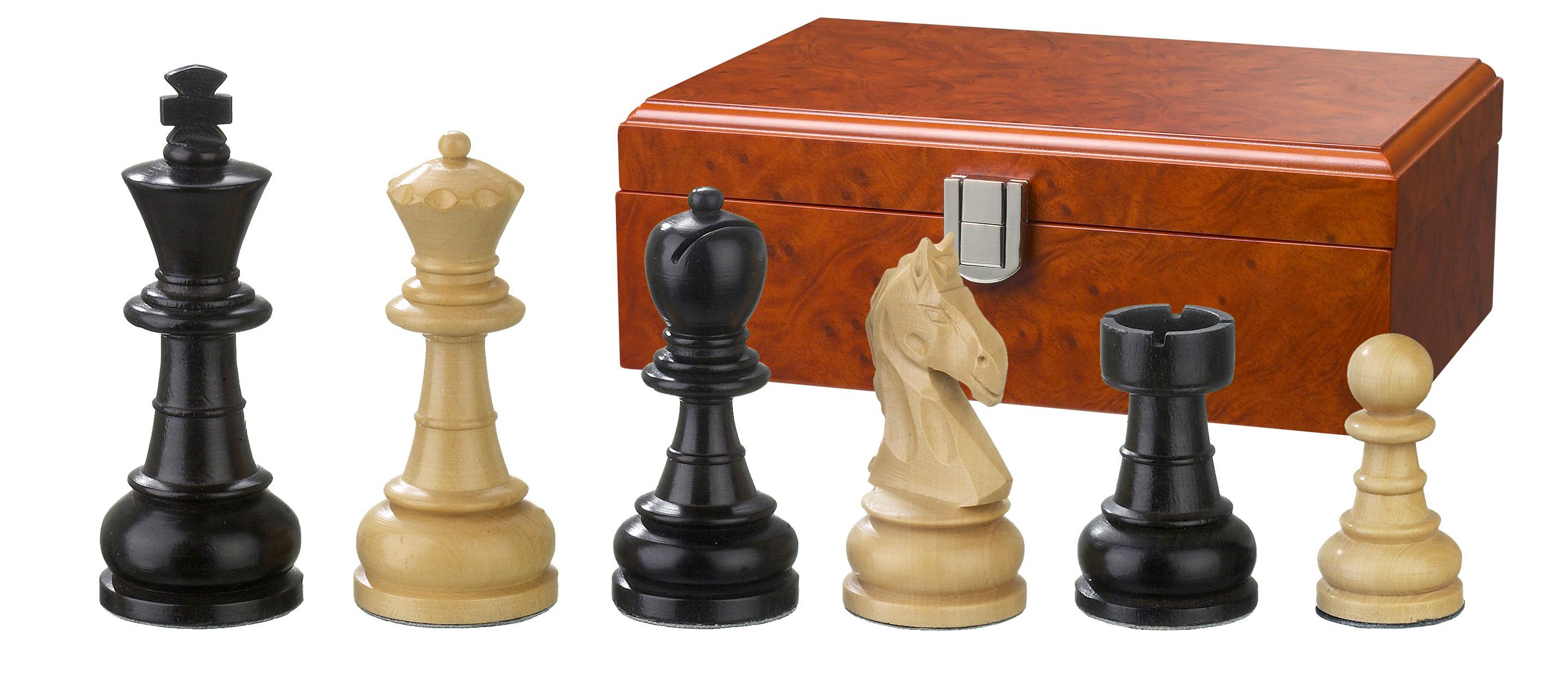 Chess pieces Chlodewig, king height 83 mm, in wooden box