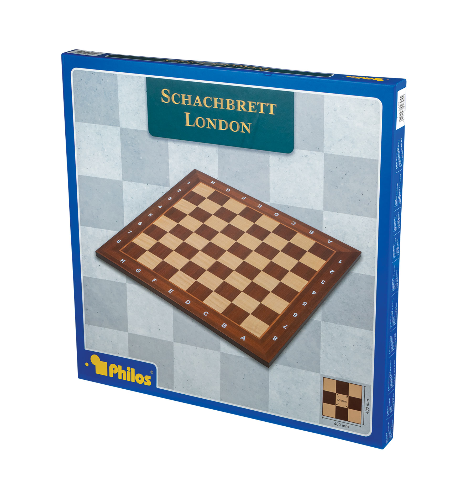 Chessboard London, field 40 mm, with numbers and letters