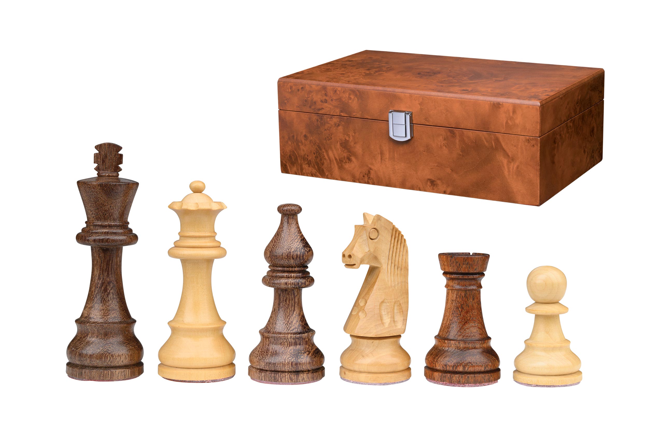 Chess pieces Titus, king height 83 mm, in wooden box