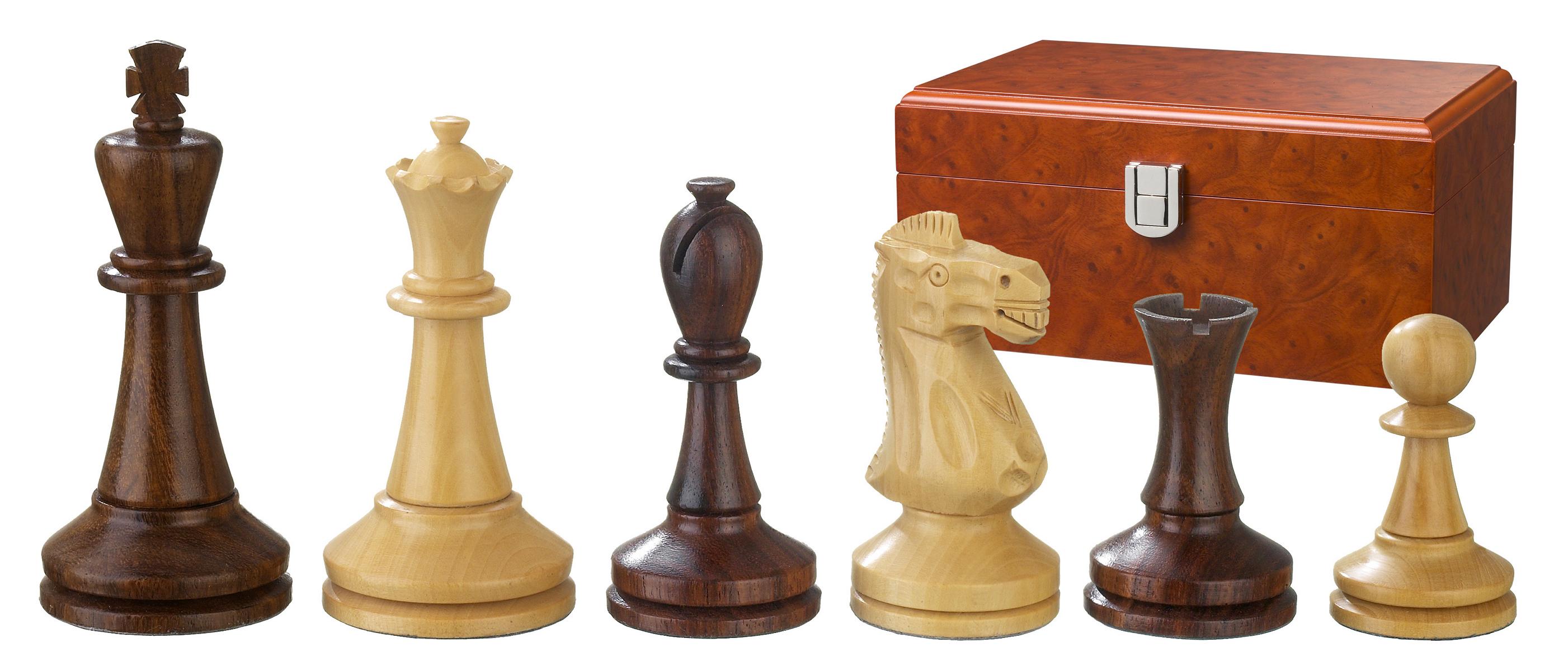 Chess pieces Augustus, king height 100 mm, in wooden box