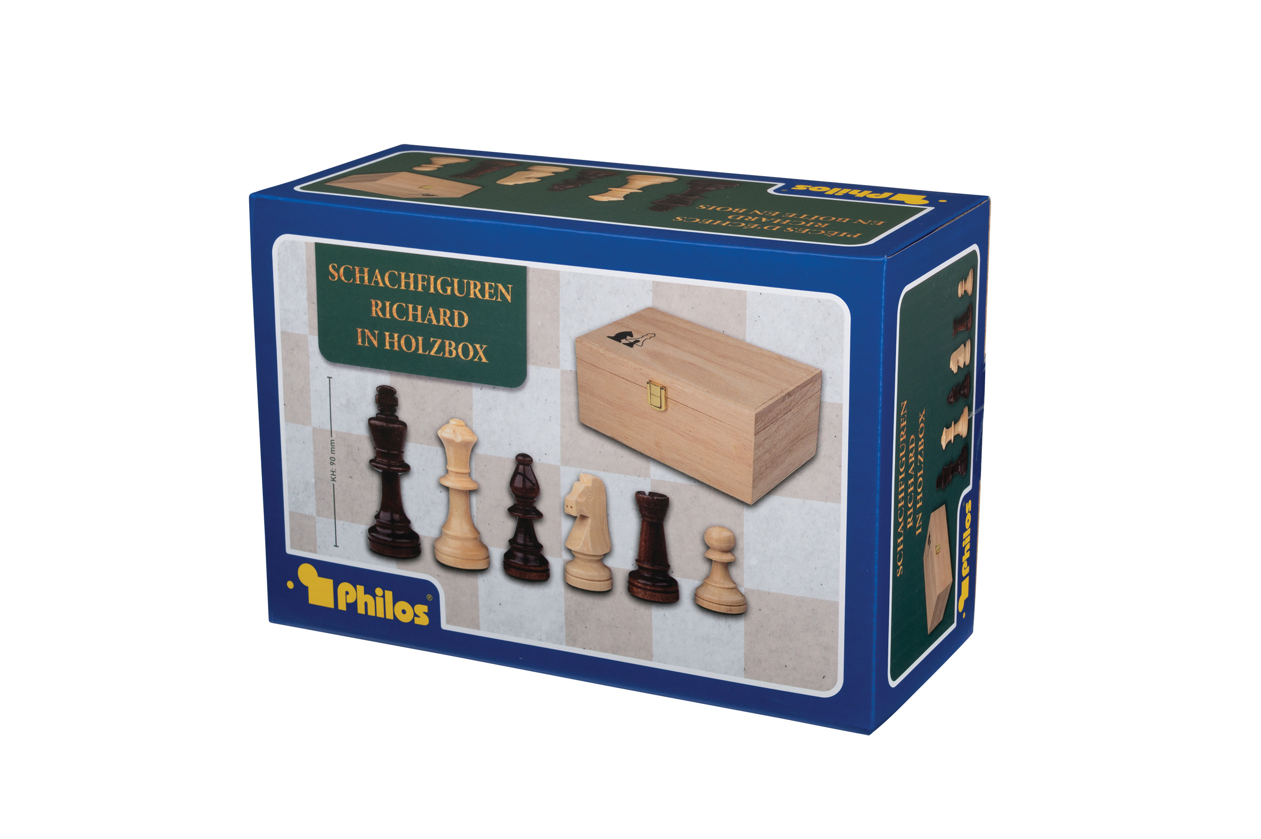 Chess pieces Richard, king height 90 mm, in wooden box
