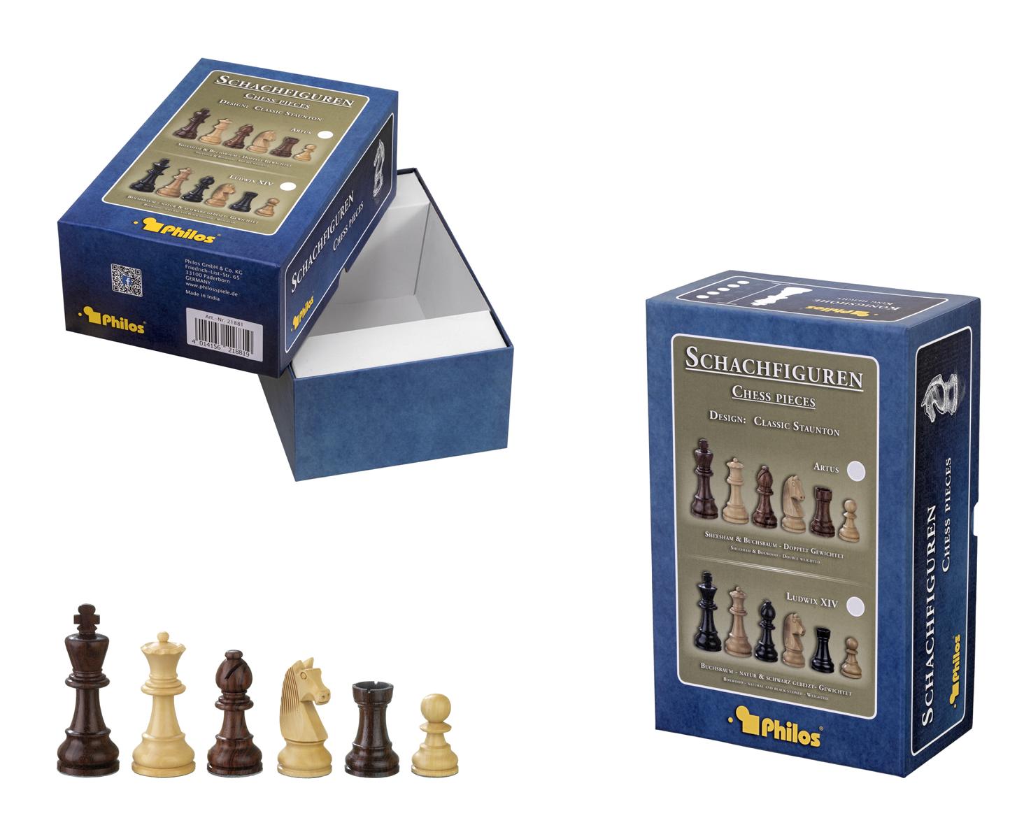 Chess pieces Barbarossa, king height 65 mm, in set-up box