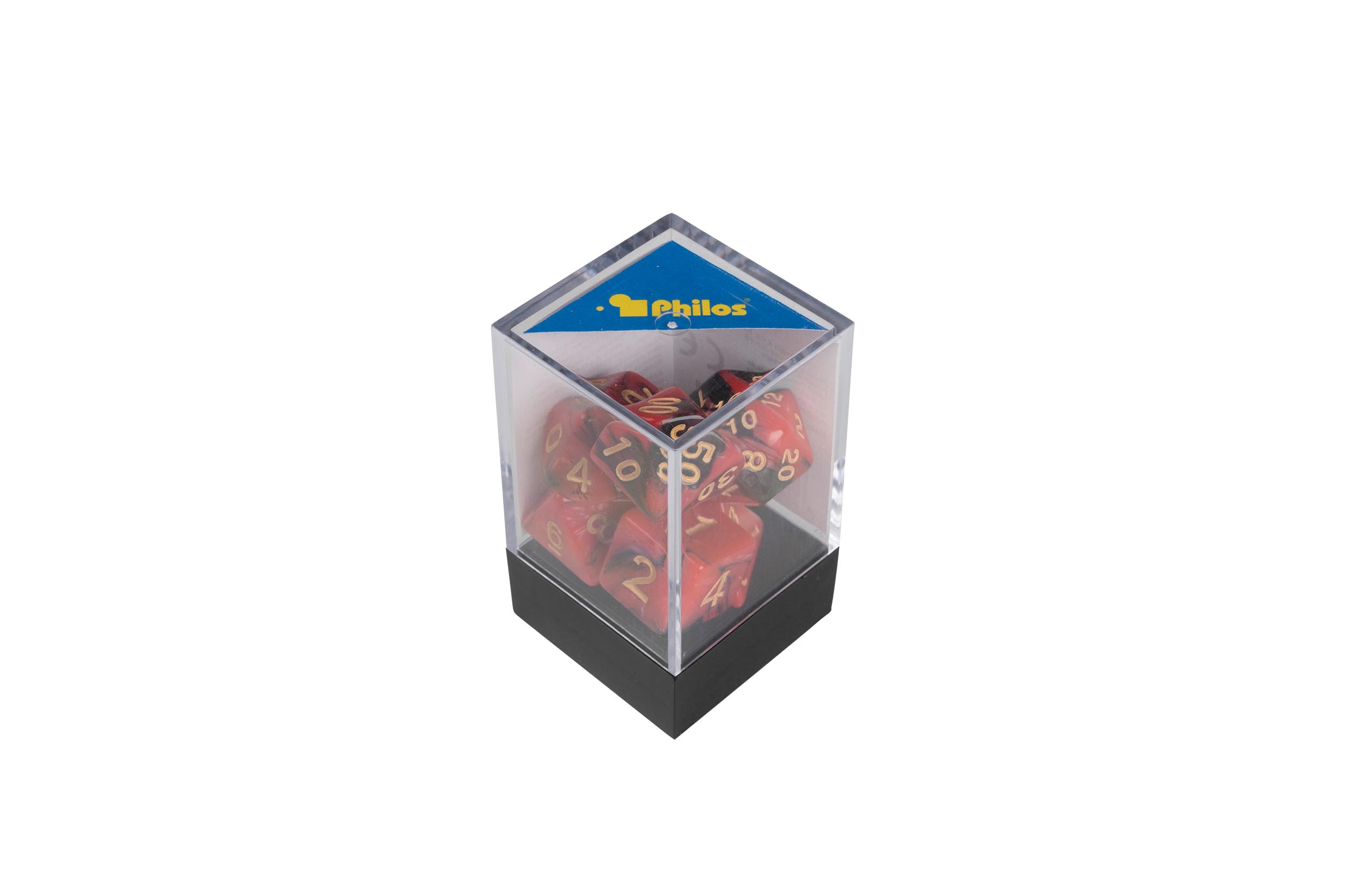 Dice, oblivion, red, Set of 7 in acrylic box
