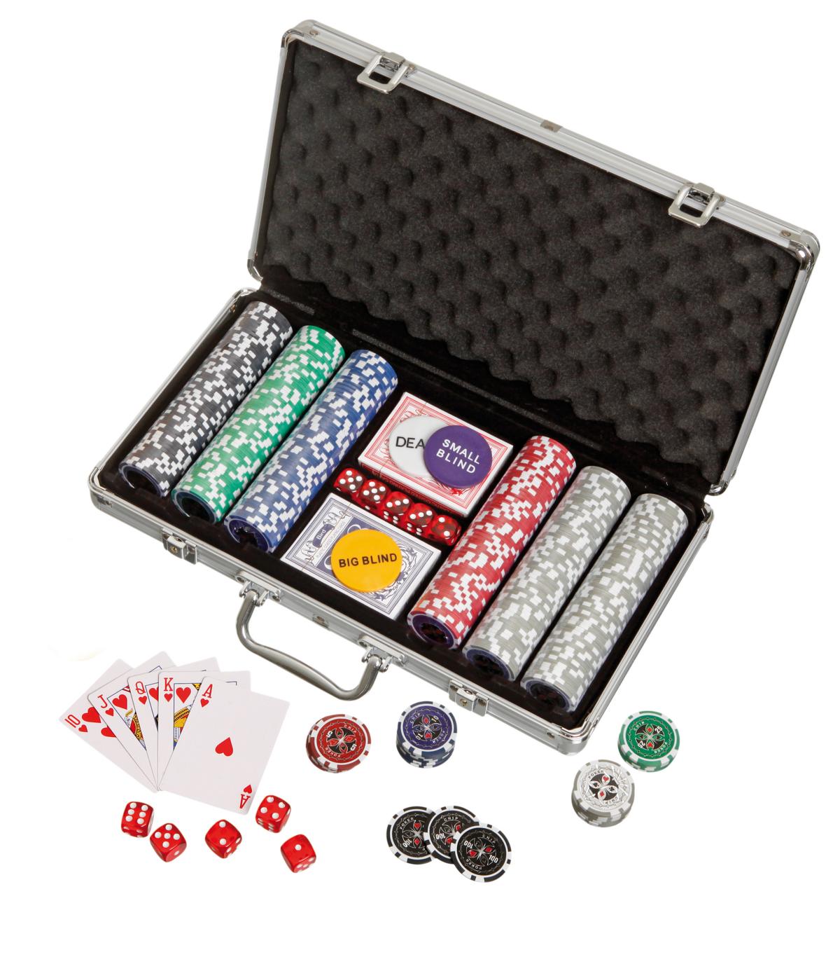 Pokerkoffer, 300 Pokerchips in Aluminiumkoffer