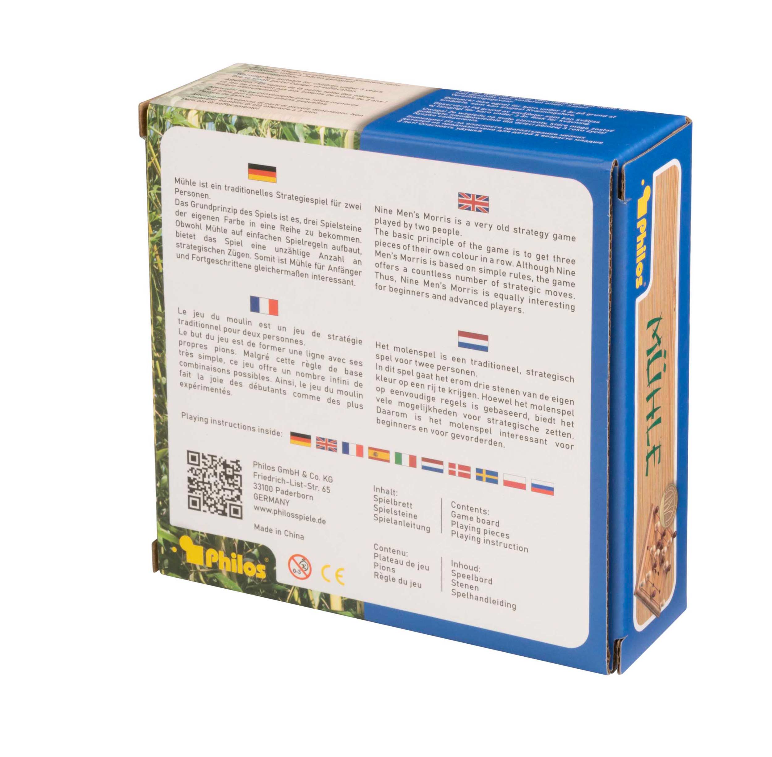 Nine Men's Morris, mini, travel game, bamboo