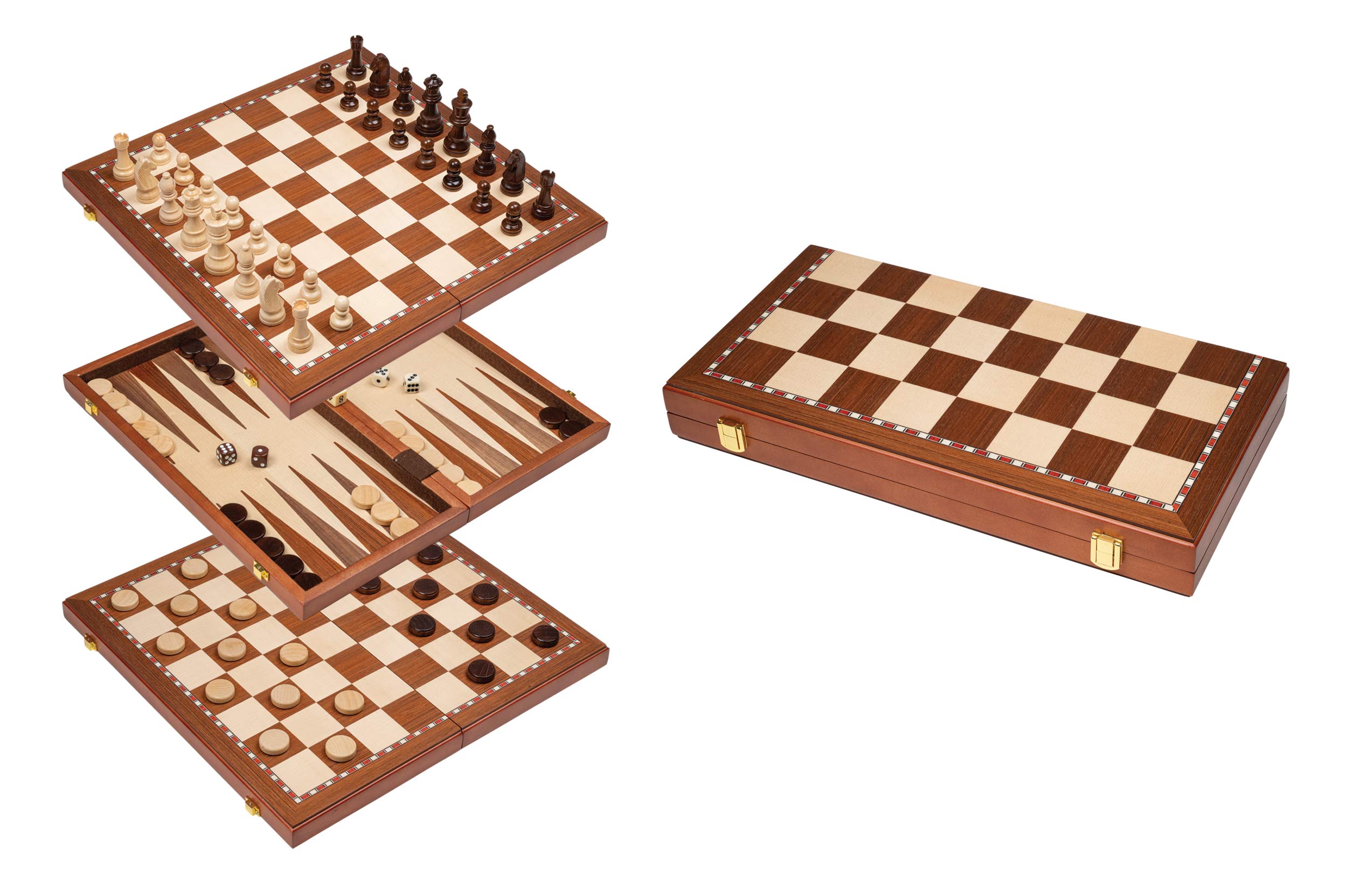 Chess Backgammon Checkers Set, field 42 mm, magnetic