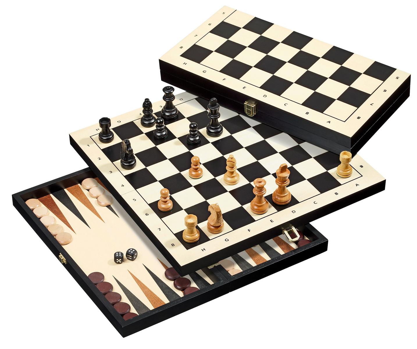 Schach Backgammon Dame Set, Feld 44 mm