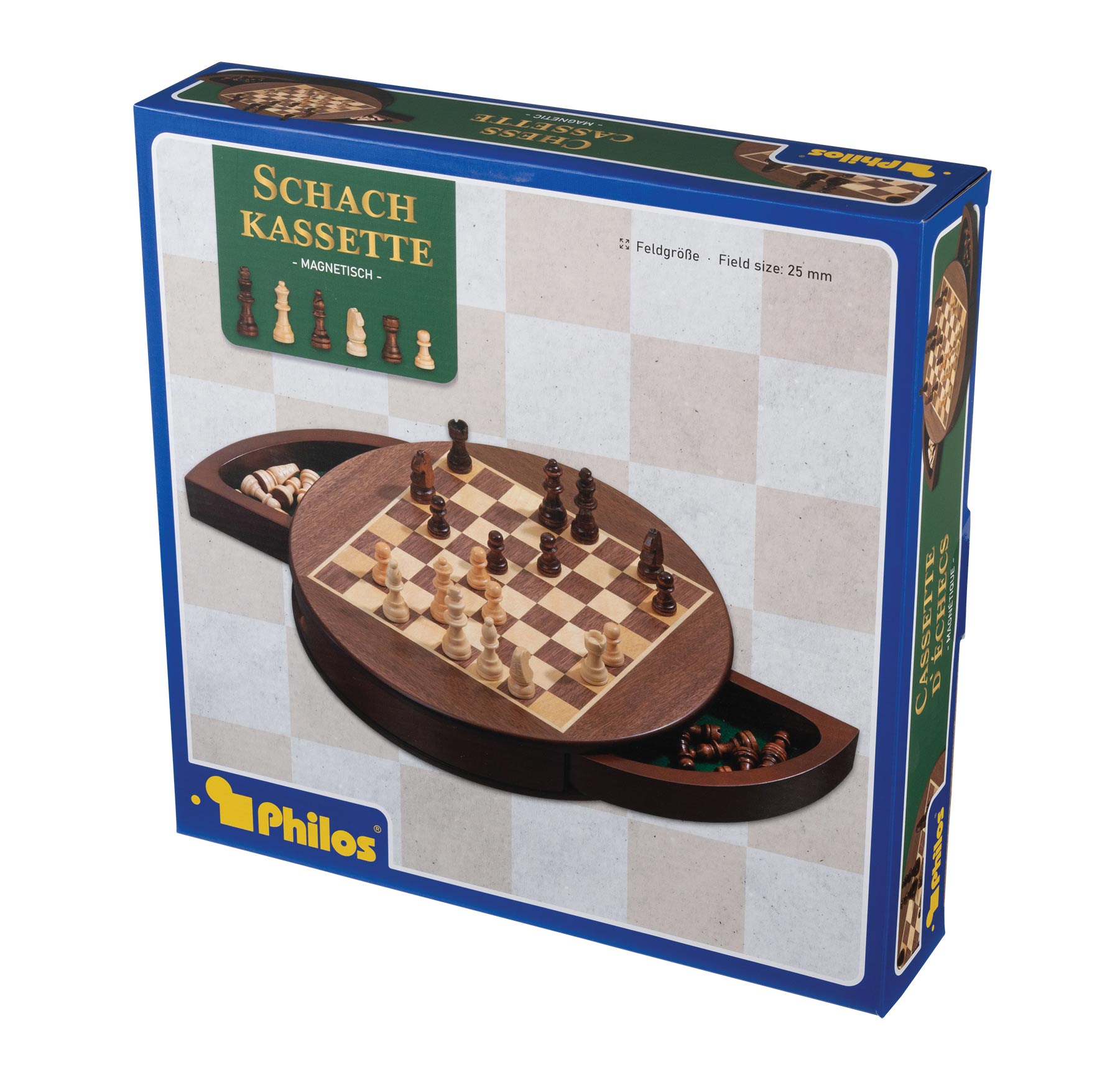 Chess cassette, rounded, field 25 mm, magnetic